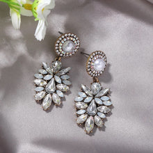 Load image into Gallery viewer, &quot;Diamond &amp; Pearls&quot; Hanging Earrings
