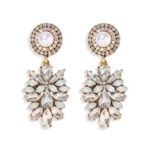 "Diamond & Pearls" Hanging Earrings